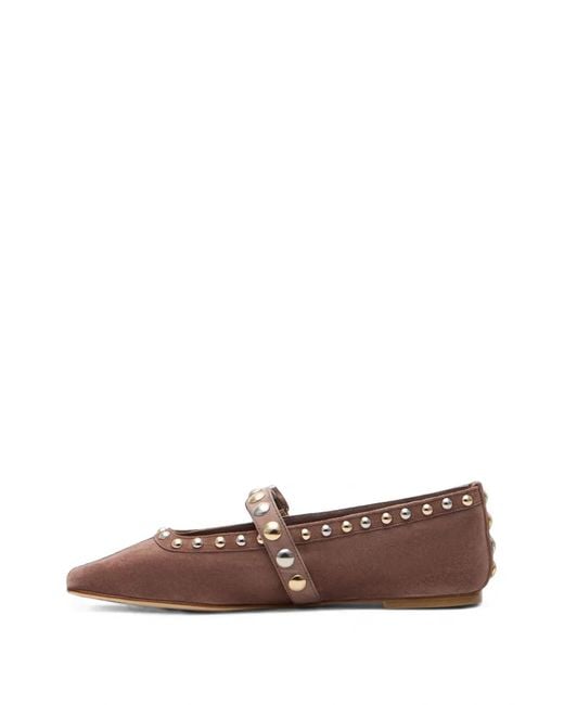 Stuart Weitzman Brown Perry Stud-Embellished Ballet Flats