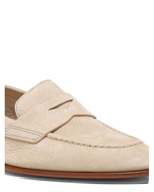 Santoni Natural Round-Toe Penny Loafers