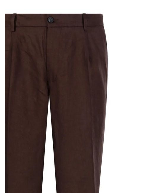 Entre Amis Brown Pleated Trousers for men