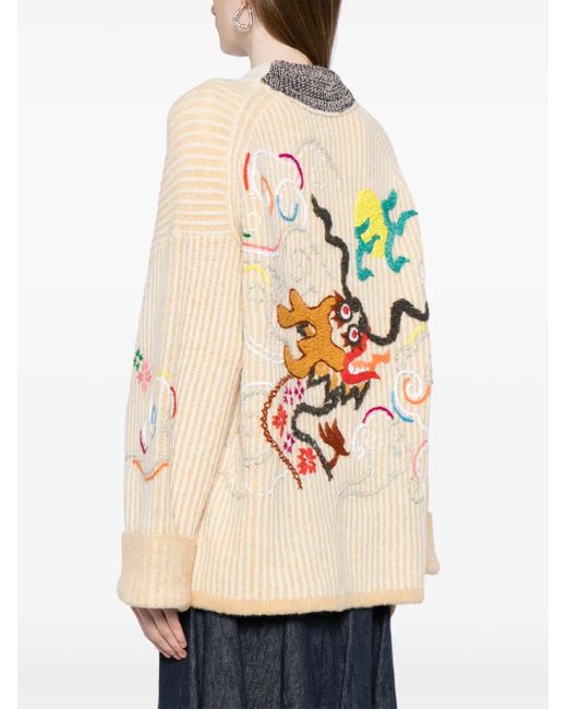 YANYAN KNITS エンブロイダリー カーディガン Natural