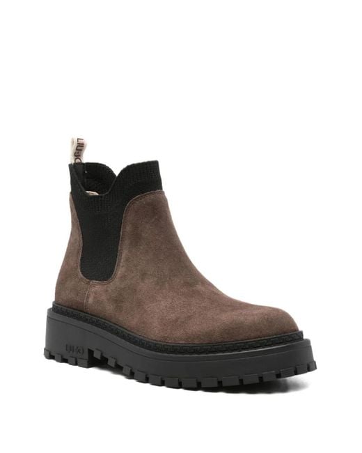 Liu Jo Brown Beatles Suede Elastic-Panel Boots