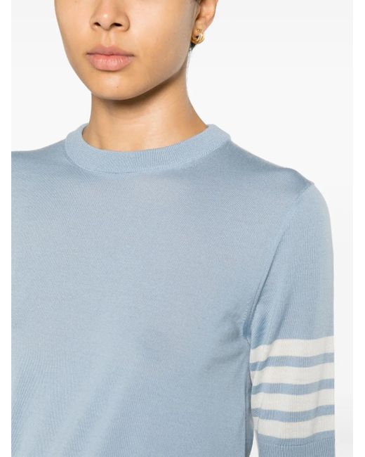 Thom Browne Blue Merino Wool Jersey Stitch 4-Bar T-Shirt