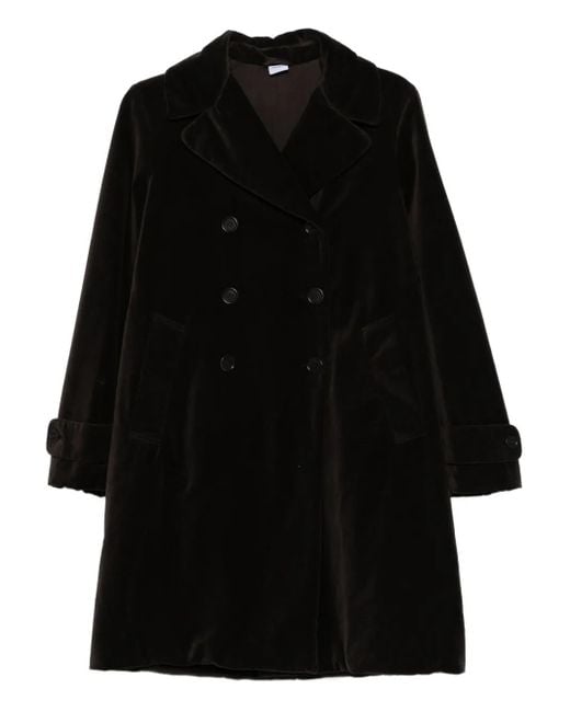 Aspesi Black Double-Breasted Velvet Coat