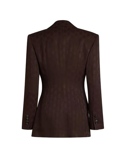 Etro Brown Jacquard-Patterned Single-Breasted Blazer
