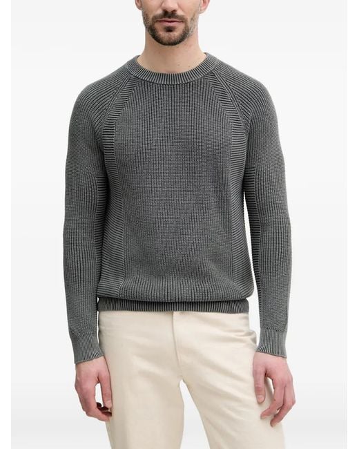 Benetton Gray Pull Côtelé À Manches Raglan for men