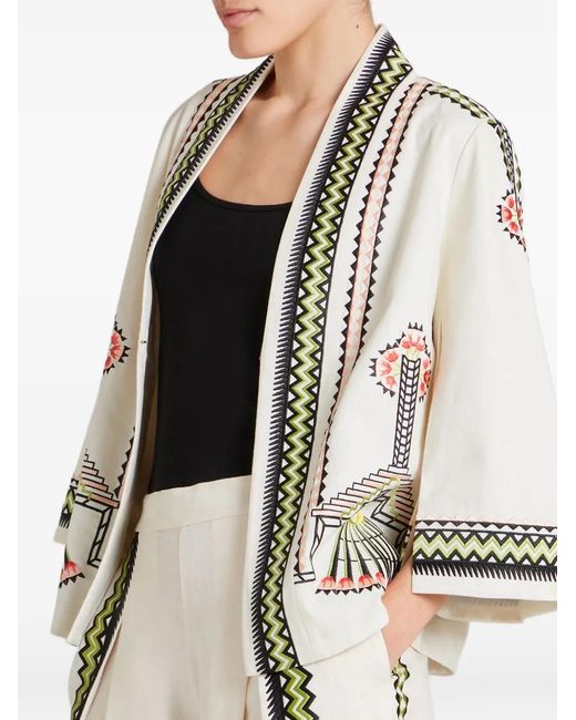 Temperley London Natural Veste En Lin Avalon À Broderies