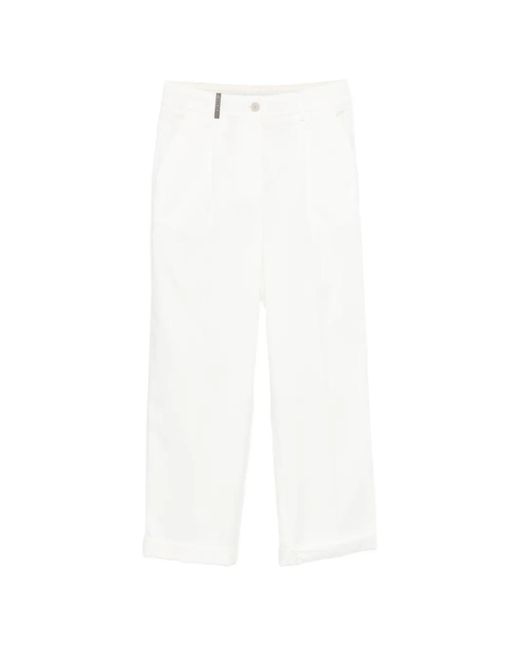 Peserico White Pleated Trousers