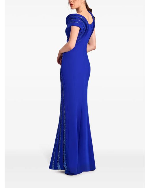 Gaby Charbachy Blue Pleated Gown