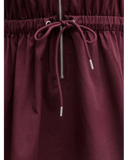 Marc O' Polo Purple Zip-Up Drawstring-Waist Mini Dress