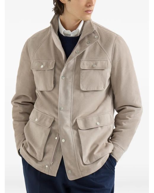 Brunello Cucinelli Natural Veste Safari En Daim Non Doublée for men