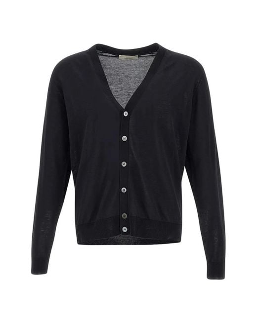 FILIPPO DE LAURENTIIS Blue V-Neck Button-Up Cardigan for men