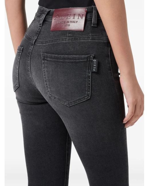 Philipp Plein Gray Stretch-Cotton Jeans