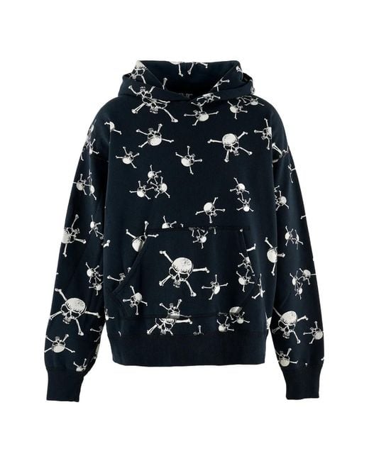 SAINT Mxxxxxx Blue Skull-Print Hoodie for men