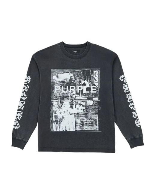 メンズ Purple Brand グラフィック ロングtシャツ Black