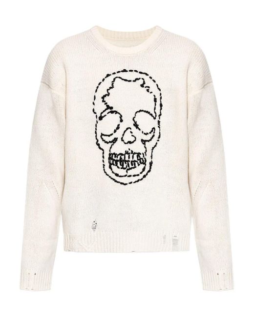 Pull Effet Usé À Tête De Mort Brodée Zadig & Voltaire pour homme en coloris White