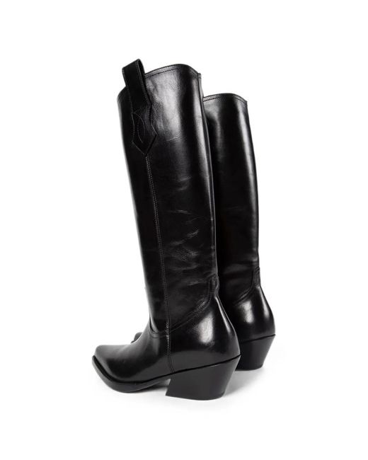 Ann Demeulemeester Black Pointed-Toe Leather Boots