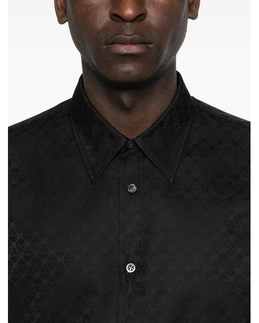 McQueen Black Skull-Pattern Shirt for men