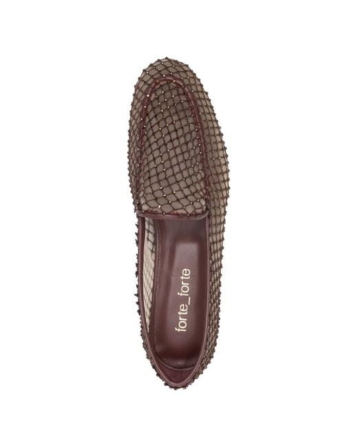 Forte_forte Brown Strass Mesh Loafers
