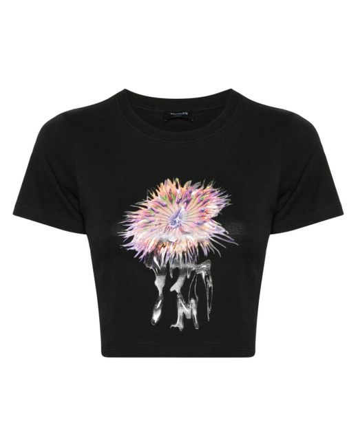 Mugler Black Anemone Cropped-T-Shirt