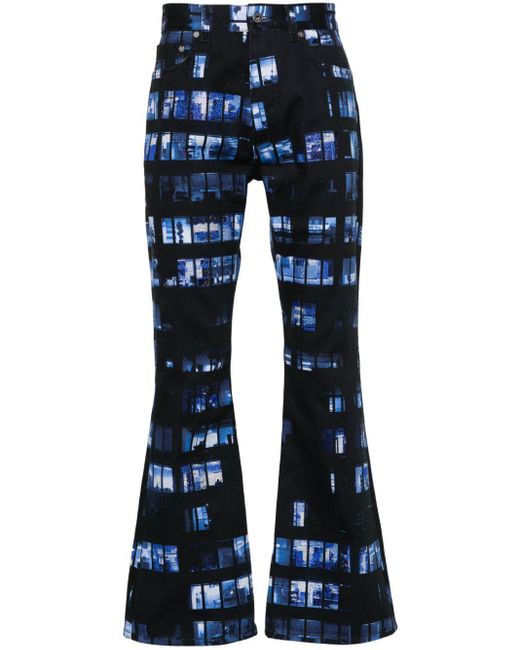 Off-White c/o Virgil Abloh Blue Windows-print Flared Jeans for men