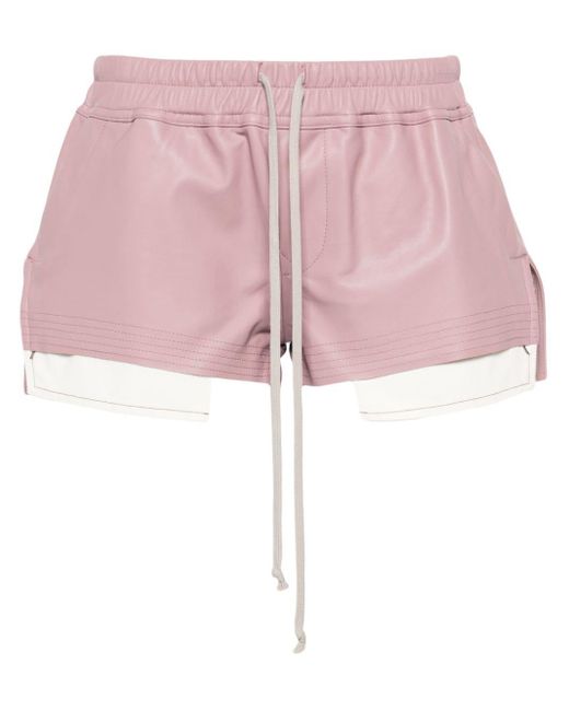 Rick Owens Pink Fog Boxers Leather Shorts