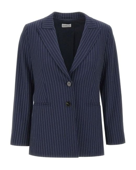 Marella Blue Sakko mit Nadelstreifen-Print