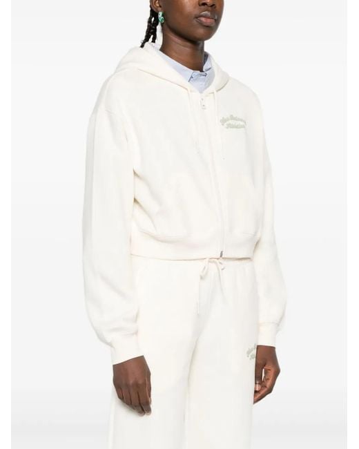 New Balance White Embroidered Zip-Up Hoodie