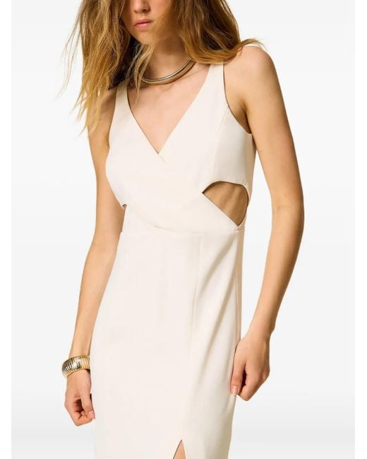 Twinset White Midi Cut-Out Dress