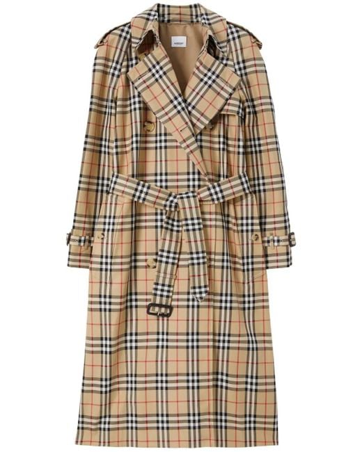 Gabardina con estampado Vintage Check Burberry de color Natural