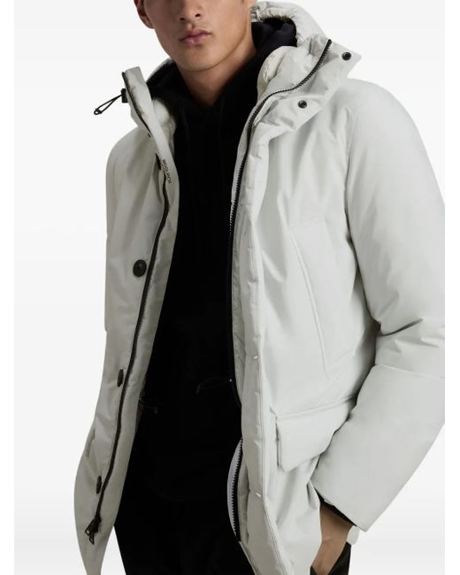Giacca Imbottita Con Cappuccio E Bottoni di Woolrich in White da Uomo