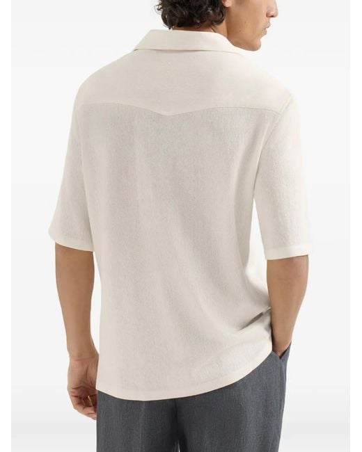 Brunello Cucinelli White Chevron Jersey Shirt for men