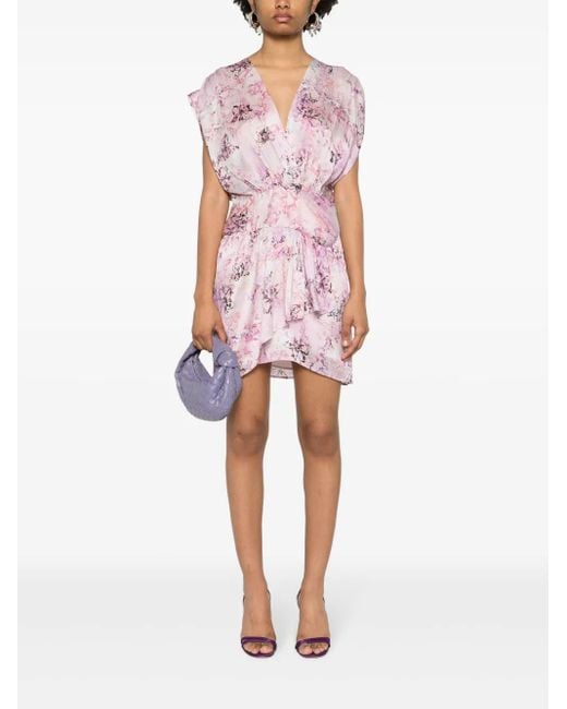 IRO Pink Floral Print Silk Short Dress