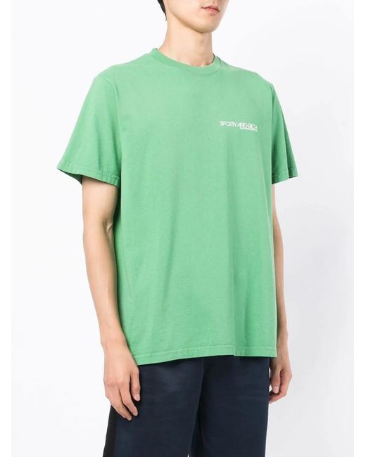 Sporty & Rich Green Logo-Print Cotton T-Shirt