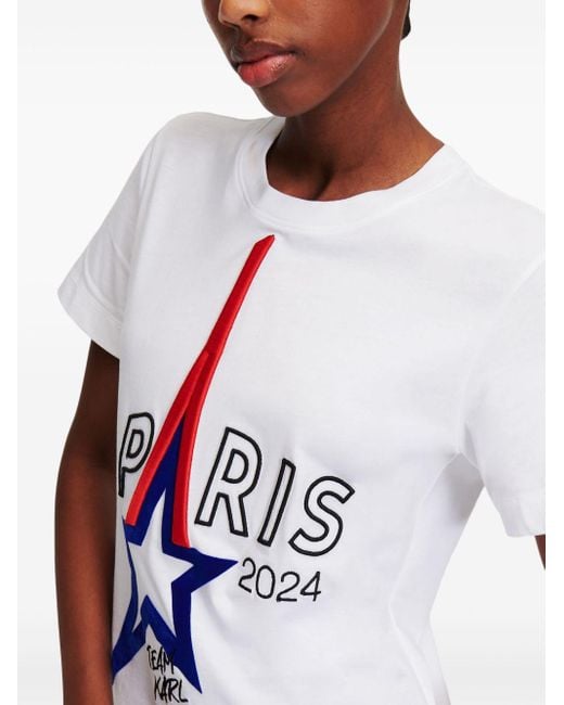 Karl Lagerfeld White Paris T-Shirt aus Bio-Baumwolle