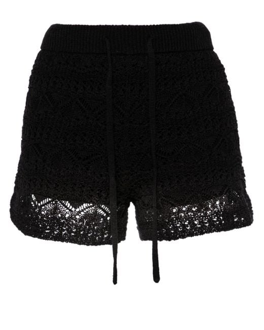 IRO Black Loreen Crochet-knit Shorts