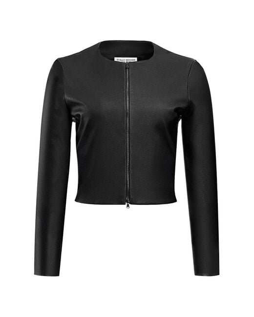 Susan Bender Black Cropped Leather Jacket