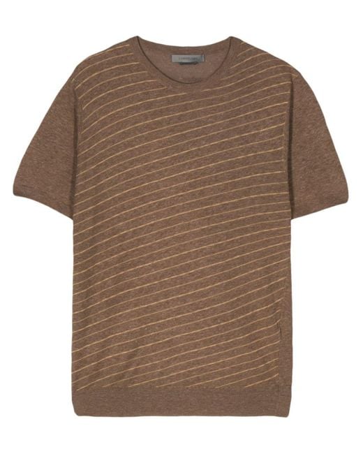 Corneliani Brown Striped Fine-knit T-shirt for men