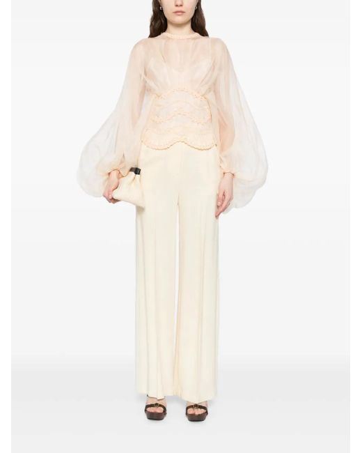 Zimmermann White Illuminate Macrame Blouse