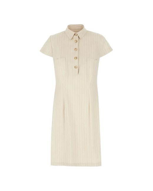LE SULLY STUDIO White Pinstripe Button-Front Dress