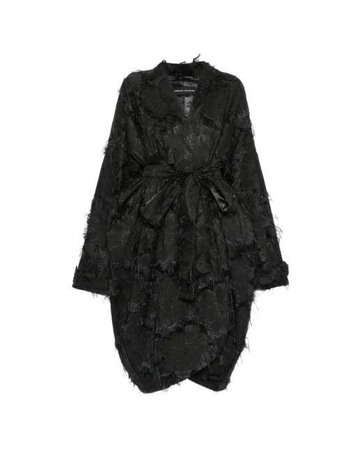 BARBARA BOLOGNA Black Angels Jacquard-Woven Frayed-Edge Coat