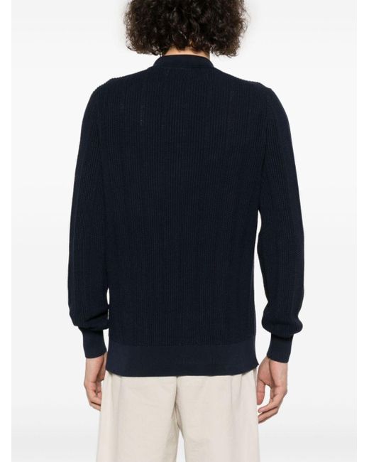 Ribbed-knit polo shirt Brunello Cucinelli pour homme en coloris Blue
