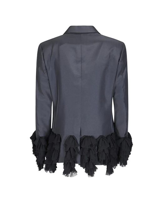 Comme des Garçons Blue Ruffled-Trim Jacket