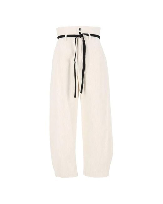 Barena White Candiano Belted Corduroy Trousers