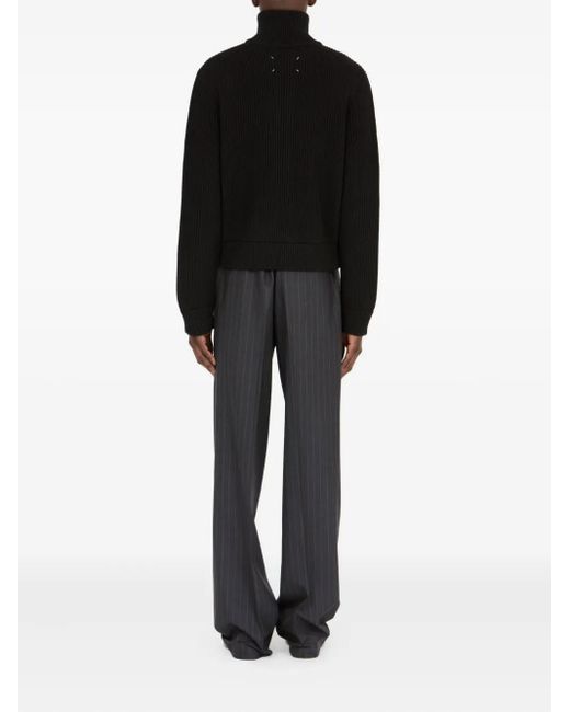 Cardigan En Laine Vierge À Franges Maison Margiela en coloris Black