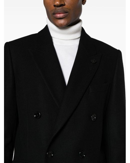 Lardini Black Attitude Double-breasted Coat for men