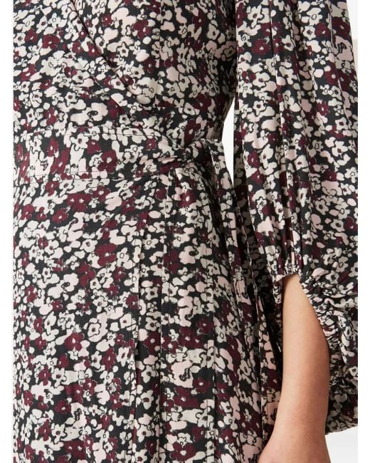 Ganni Floral-print Wrap Midi Dress White