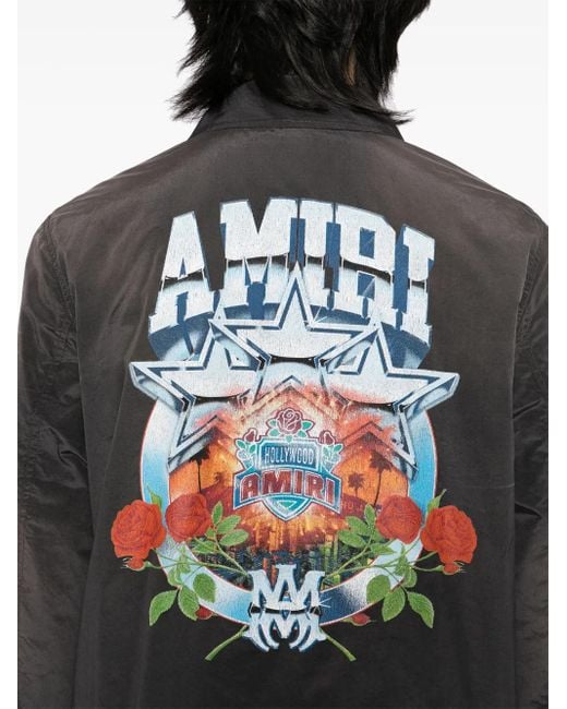 Amiri Black Logo-Print Shirt Jacket for men