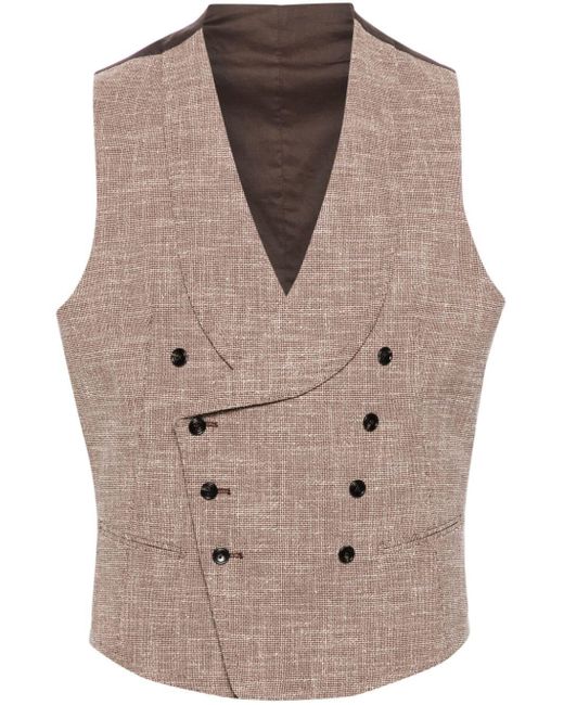 Tagliatore Brown Shawl-lapels Double-breasted Waistcoat for men