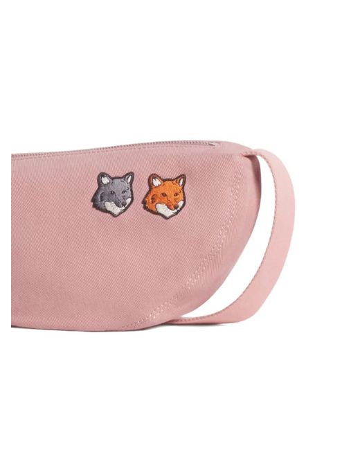 Maison Kitsuné Pink Embroidered Shoulder Bag