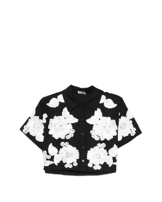 Jonathan Simkhai Black Chemise À Applique Fleur